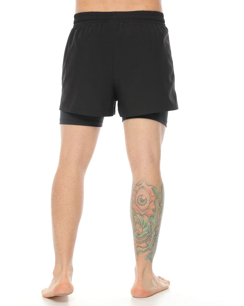 pantaloneta running deportiva negra para hombre parte trasera