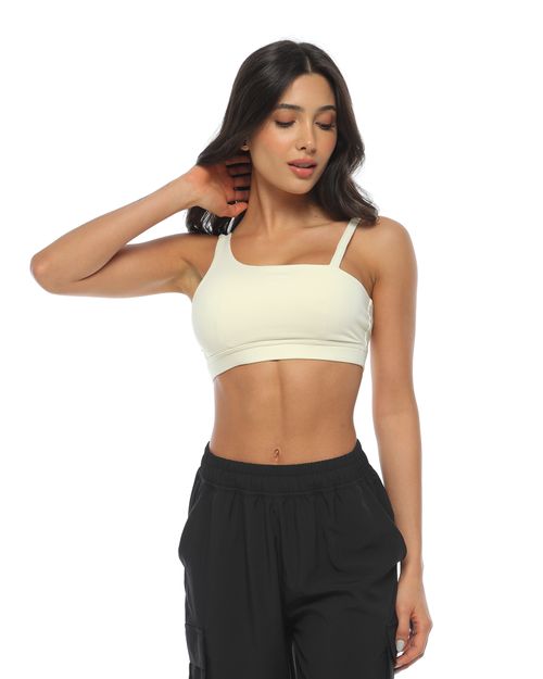 Top Deportivo Asimétrico, Color Marfil Para Mujer