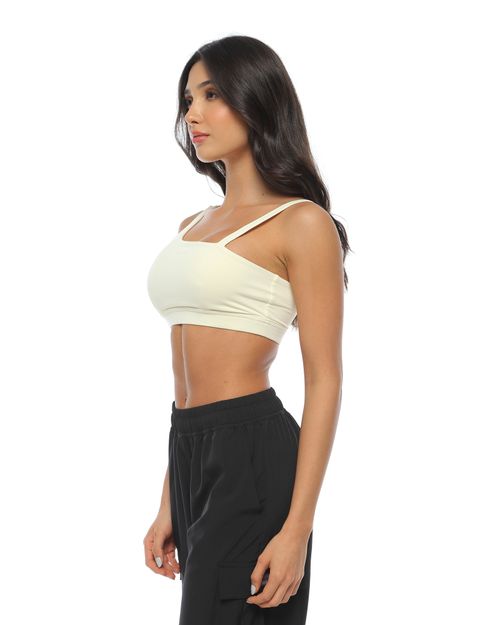 Top Deportivo Asimétrico, Color Marfil Para Mujer