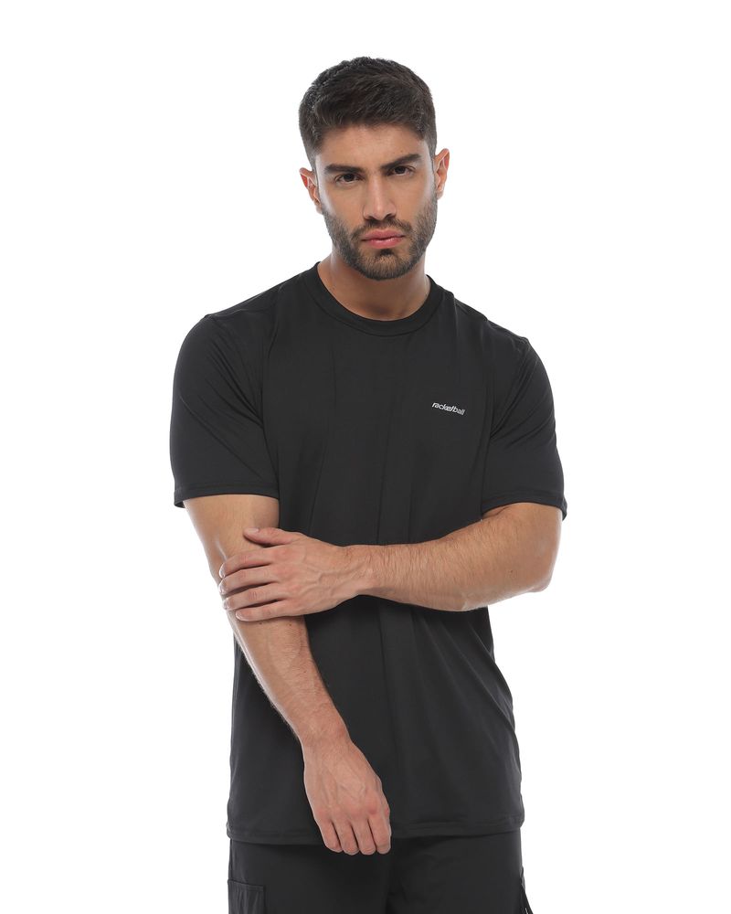 Camiseta Deportiva Manga Corta, Color Negro Para Hombre