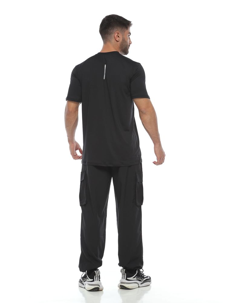 Camiseta Deportiva Manga Corta, Color Negro Para Hombre