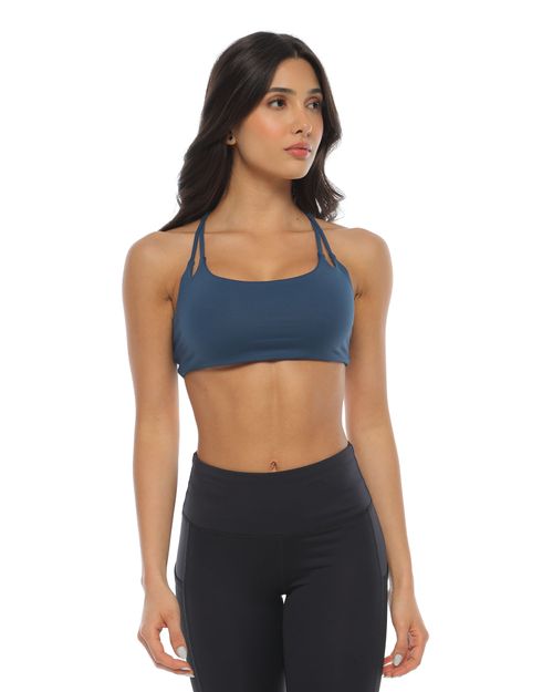 Top Con Tiras Cruzadas, Color Azul Para Mujer