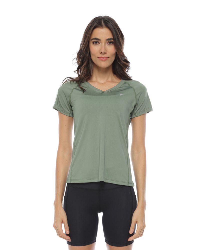 Camiseta-Cuello-V-Color-Verde-Oliva-Claro-Para-Mujer-