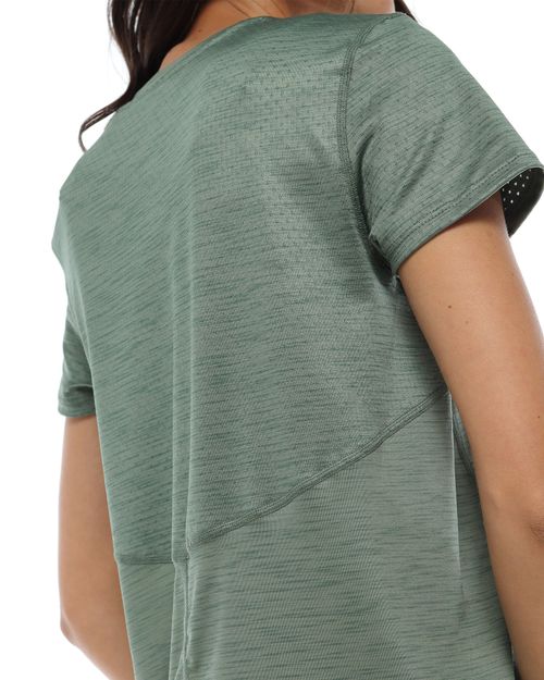 Camiseta Deportiva Manga Corta, Color Oliva Jaspe Para Mujer