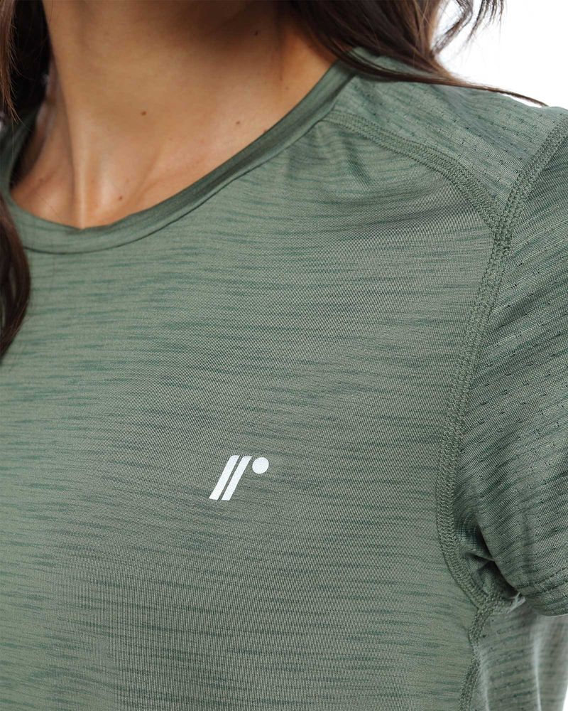 Camiseta-Deportiva-Manga-Corta-Color-Oliva-Jaspe-Para-Mujer-