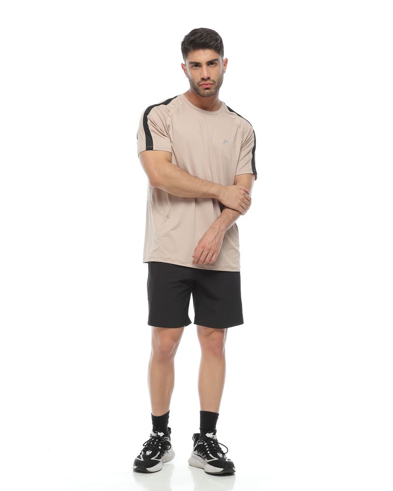 Camiseta-Deportiva-Manga-Corta-Color-Arena-Negro-Para-Hombre-