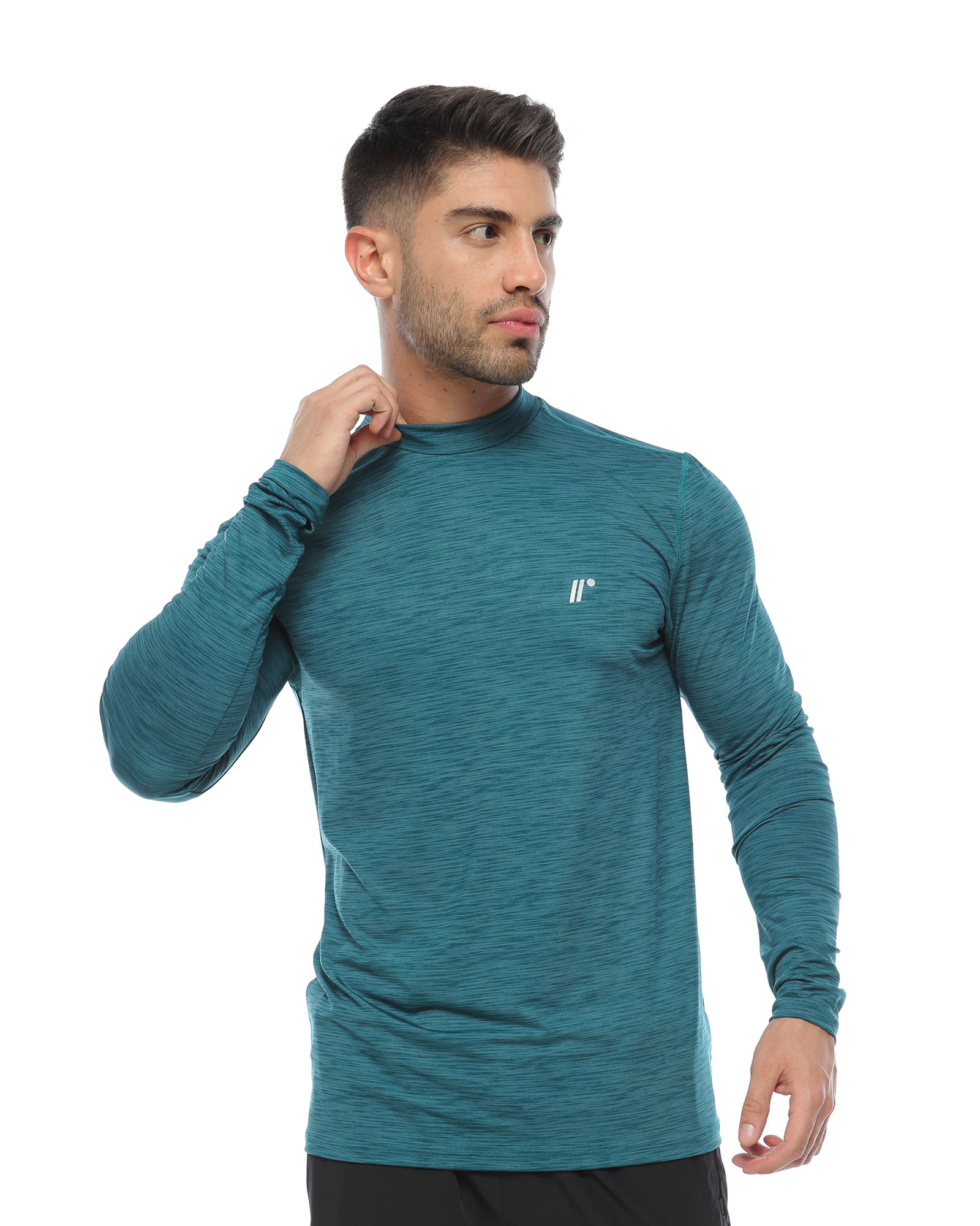 Camibuzo Protección Uv, Color Verde Tormenta Jaspe Para Hombre