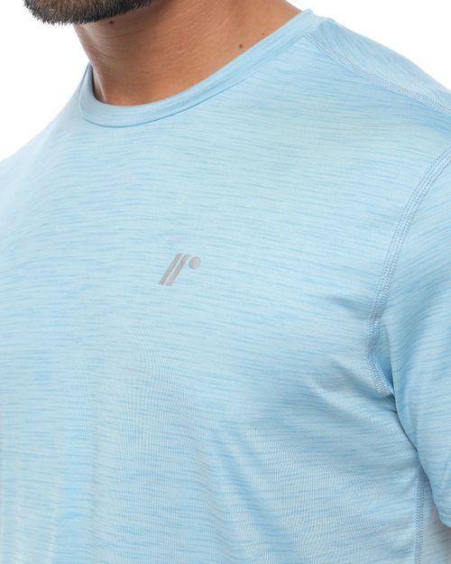 Camiseta Deportiva Manga Corta, Color Azul Jaspe Para Hombre