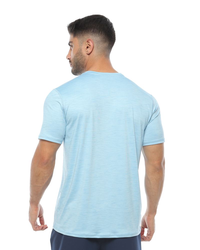 Camiseta Deportiva Manga Corta, Color Azul Jaspe Para Hombre