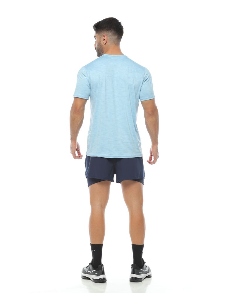 Camiseta Deportiva Manga Corta, Color Azul Jaspe Para Hombre