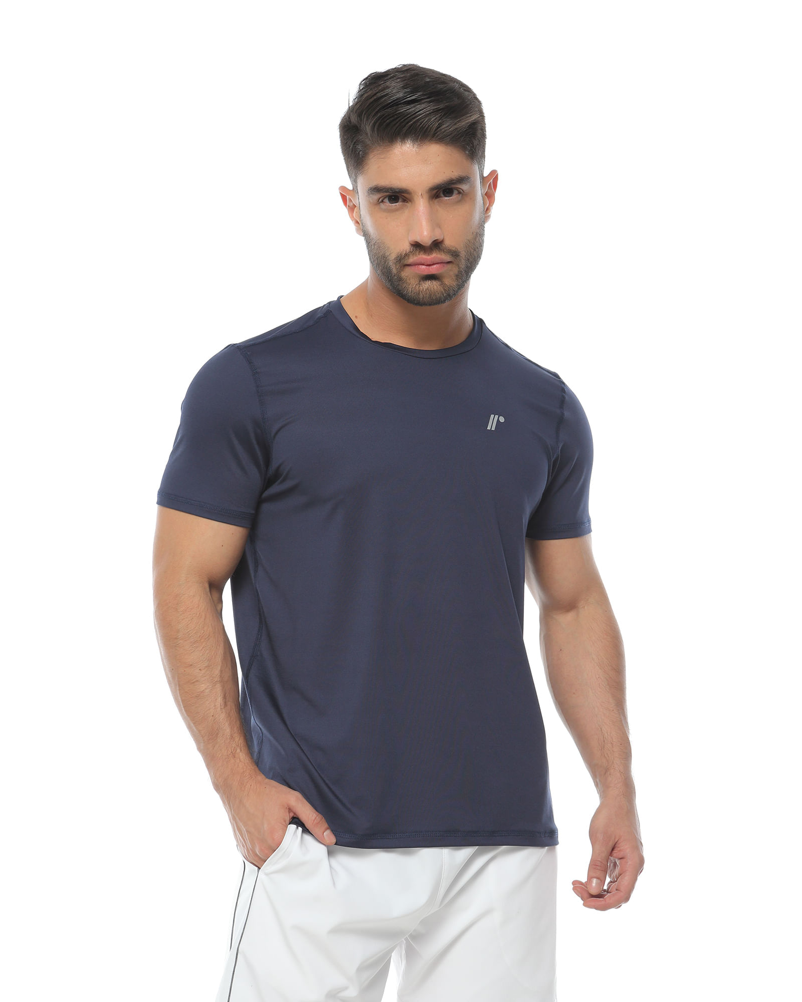 Camiseta Deportiva Manga Corta, Color Azul Oscuro Para Hombre