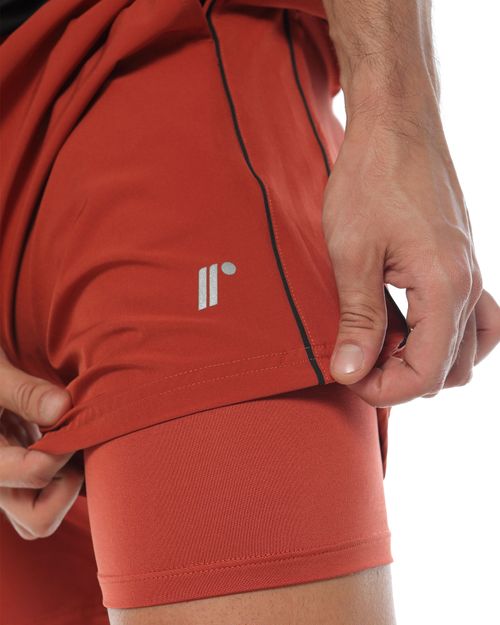 Pantaloneta Deportiva, Color Ladrillo/Negro Para Hombre