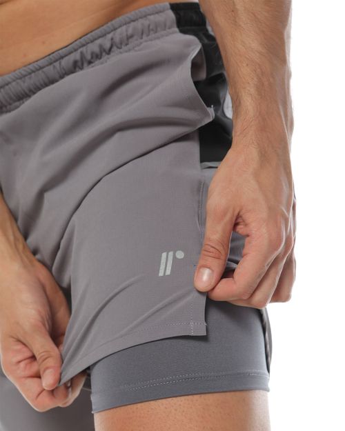 Pantaloneta Deportiva, Color Gris/Negro Para Hombre
