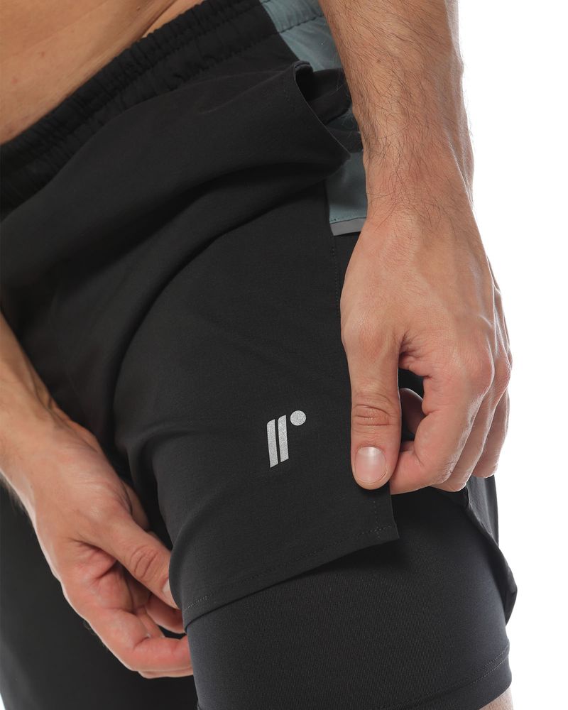 Pantaloneta Deportiva, Color Negro/Verde Para Hombre
