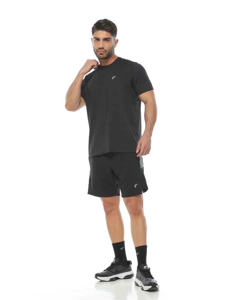 Pantaloneta Deportiva, Color Negro/Verde Para Hombre