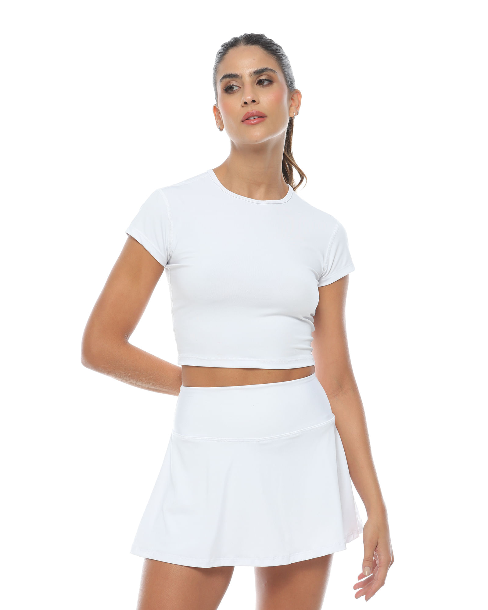 Crop Top Manga Corta, Color Blanco Para Mujer