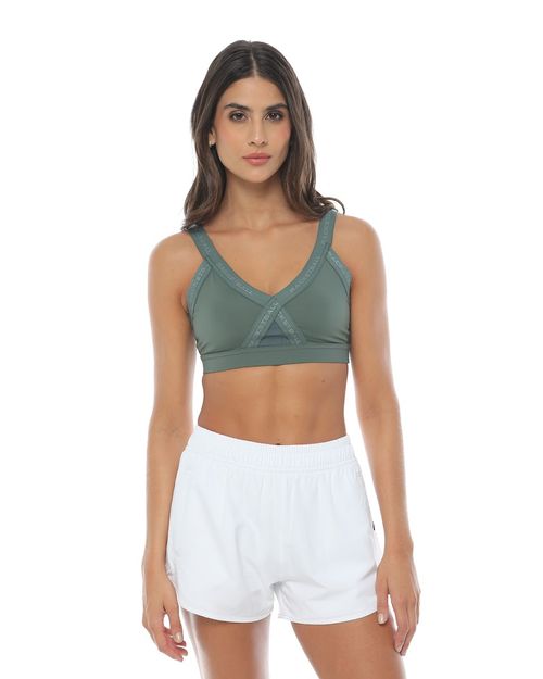 Top Con Elasticos Contramarcados, Color Verde Laurel Para Mujer