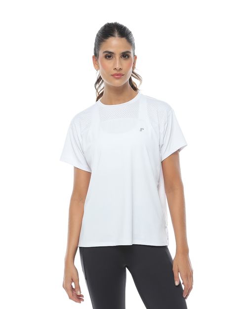 Camiseta Oversize Cuello Redondo, Color Blanco Para Mujer