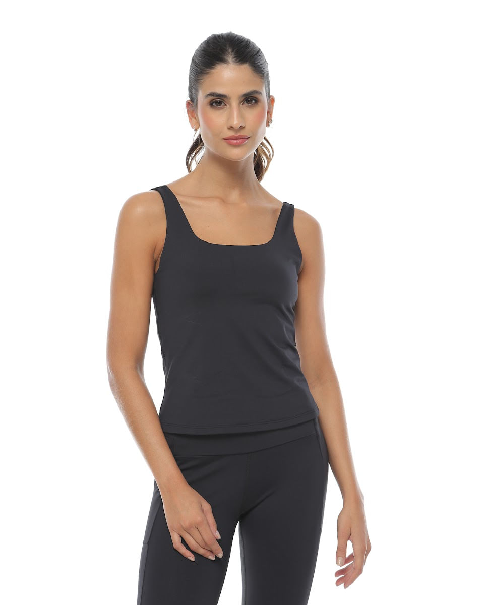 Esqueleto Escote Cuadrado, Color Negro Para Mujer