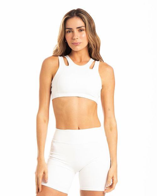 Top Con Bloques Cruzados, Color Blanco Para Mujer
