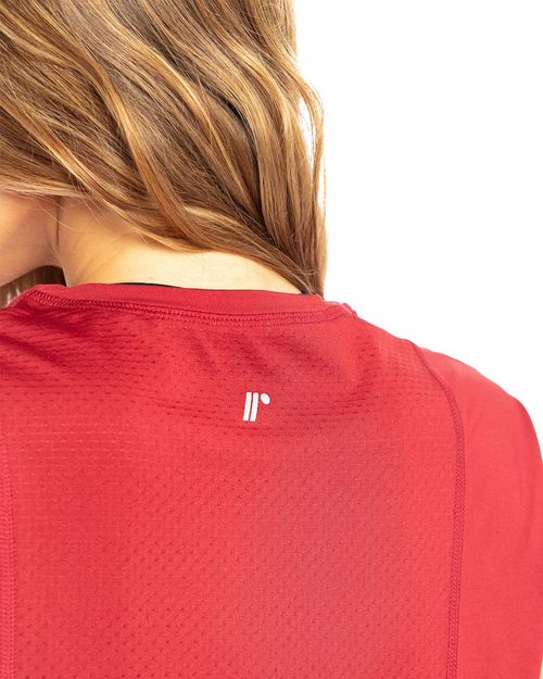 Camiseta Con Bloques En Malla, Color Rojo Para Mujer