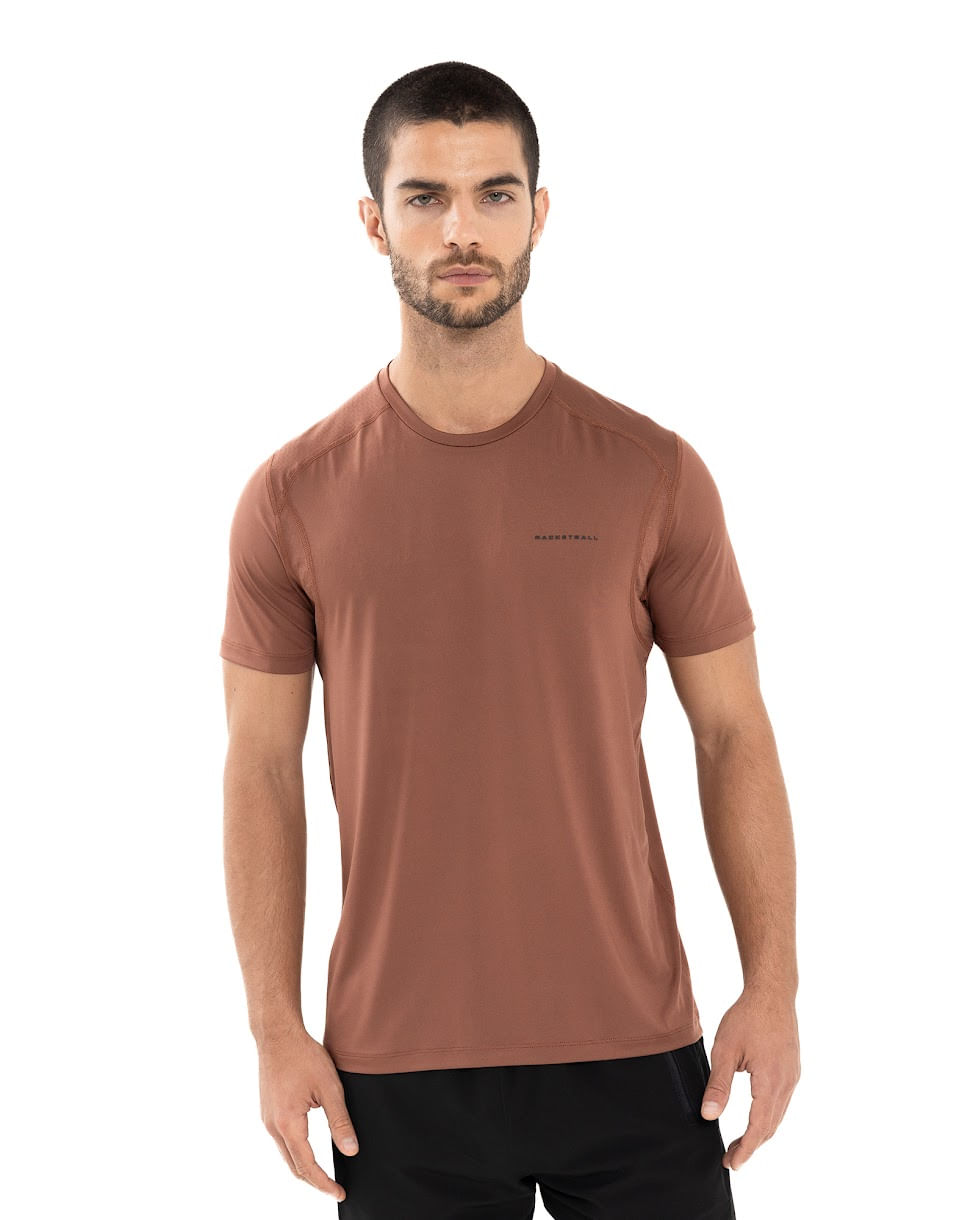 Camiseta Con Bloques En Malla, Color Chocolate Para Hombre