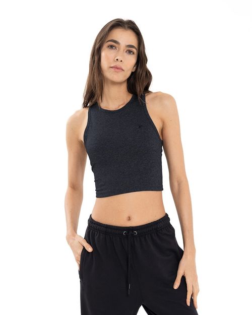 Crop Top Con Espalda Cruzada, Color Gris Jasped Para Mujer