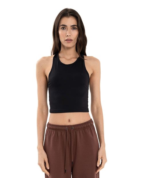 Crop Top Con Espalda Cruzada, Color Negro Para Mujer