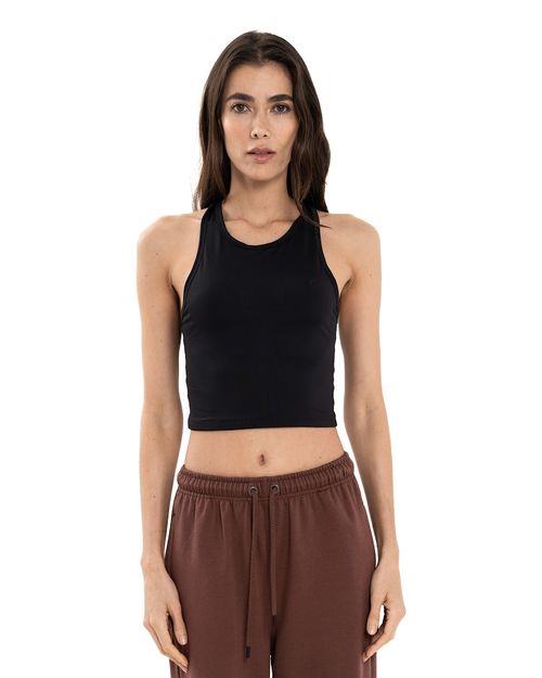 Crop Top Con Espalda Cruzada, Color Negro Para Mujer