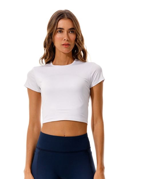 Crop Top Manga Corta, Color Blanco Para Mujer