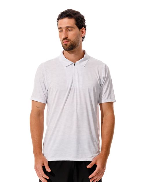 Camiseta Tipo Polo, Color Blanco Jaspe Para Hombre