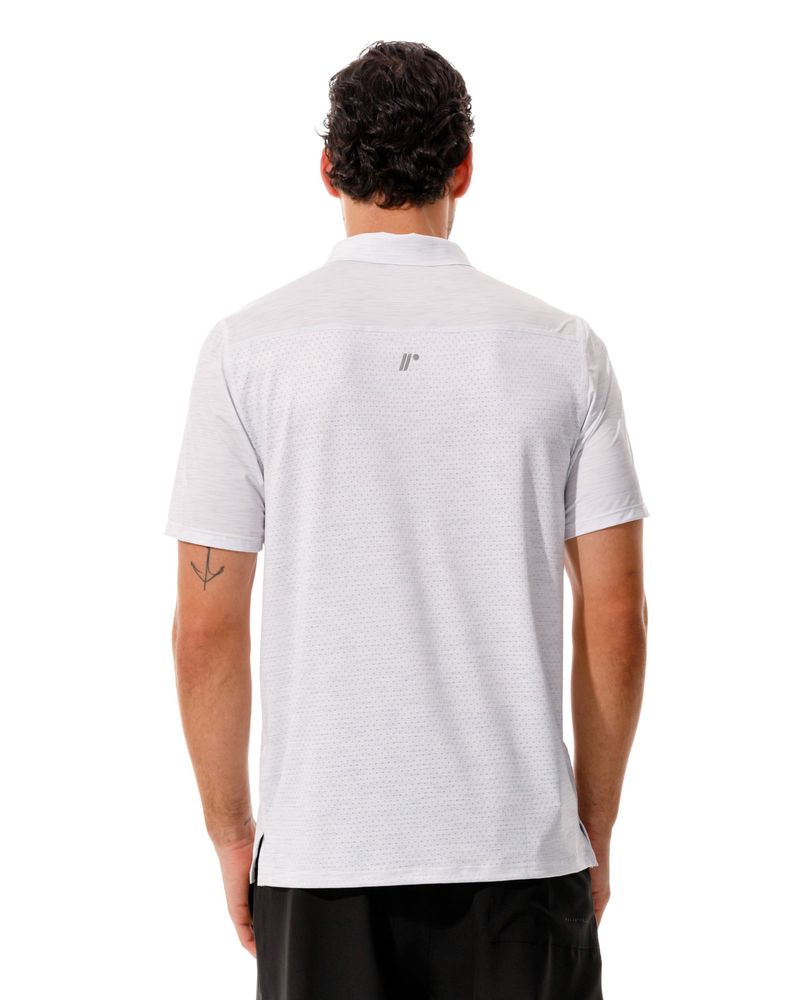 Camiseta Tipo Polo, Color Blanco Jaspe Para Hombre