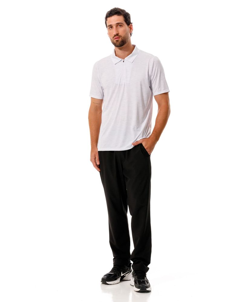 Camiseta Tipo Polo, Color Blanco Jaspe Para Hombre