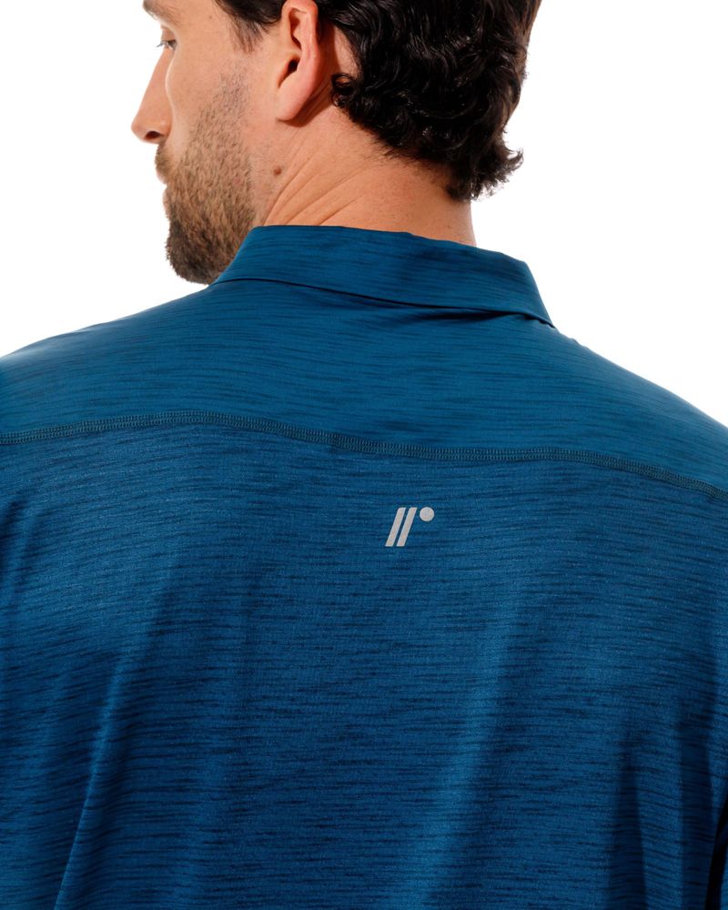Camiseta Tipo Polo, Color Petroleo Jaspe Para Hombre