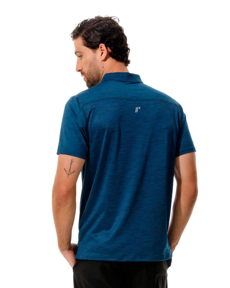 Camiseta Tipo Polo, Color Petroleo Jaspe Para Hombre