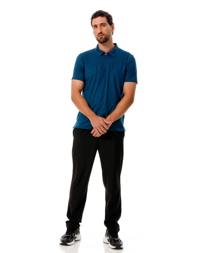 Camiseta Tipo Polo, Color Petroleo Jaspe Para Hombre