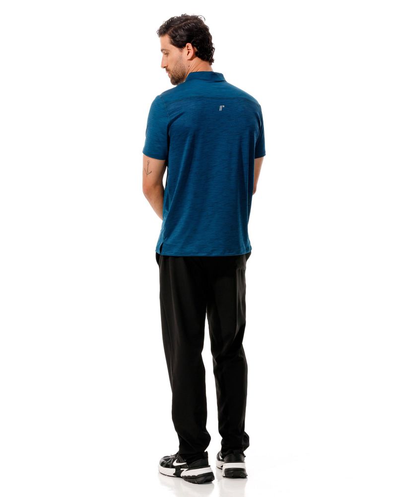 Camiseta Tipo Polo, Color Petroleo Jaspe Para Hombre