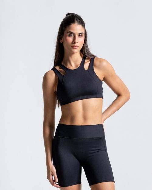 Top Con Bloques Cruzados,  Color Negro  Para Mujer