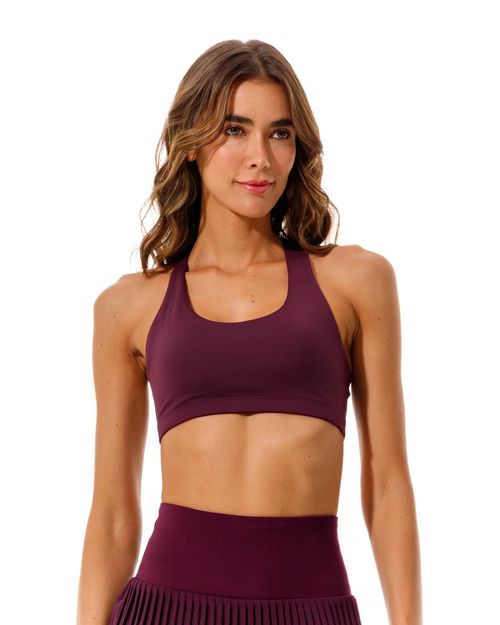 Top Deportivo Tiras Cruzadas,  Color Uva  Para Mujer