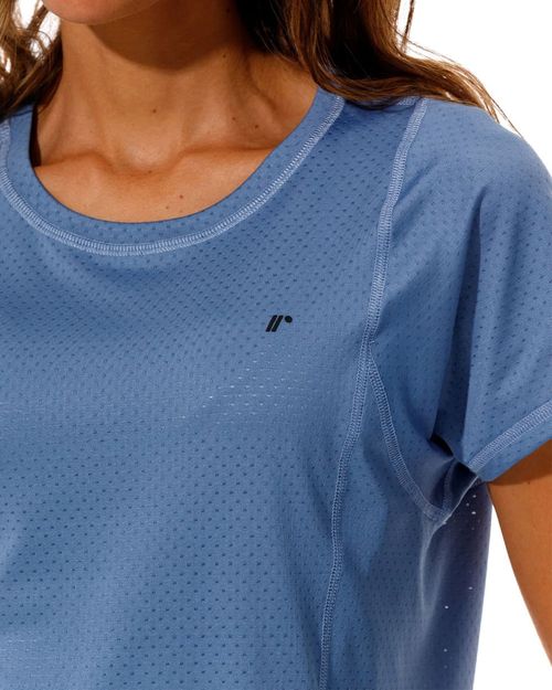 Camiseta Deportiva En Malla,  Color Azul Para Mujer