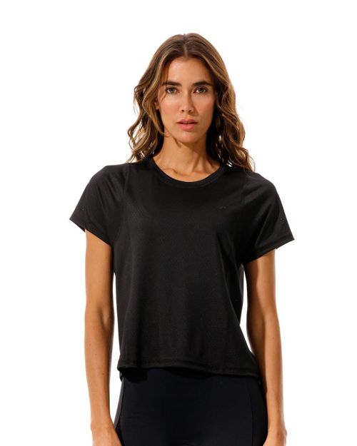 Camiseta Deportiva En Malla,  Color Negro  Para Mujer