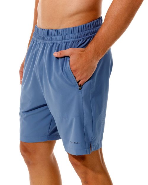 Pantaloneta Con Aberturas Laterales,  Color Azul Para Hombre