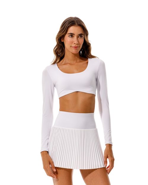 Crop Top Manga Larga,  Color Blanco Para Mujer