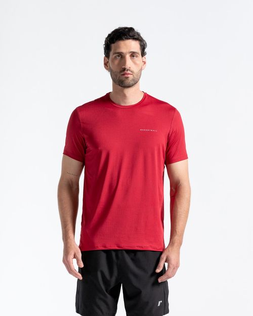 Camiseta Deportiva Cuello Redondo,  Color Rojo Para Hombre