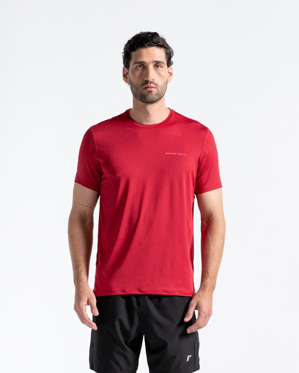Camiseta Deportiva Cuello Redondo,  Color Rojo Para Hombre