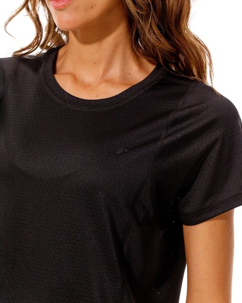 Camiseta Deportiva En Malla,  Color Negro  Para Mujer