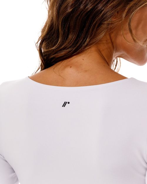 Crop Top Manga Larga,  Color Blanco Para Mujer