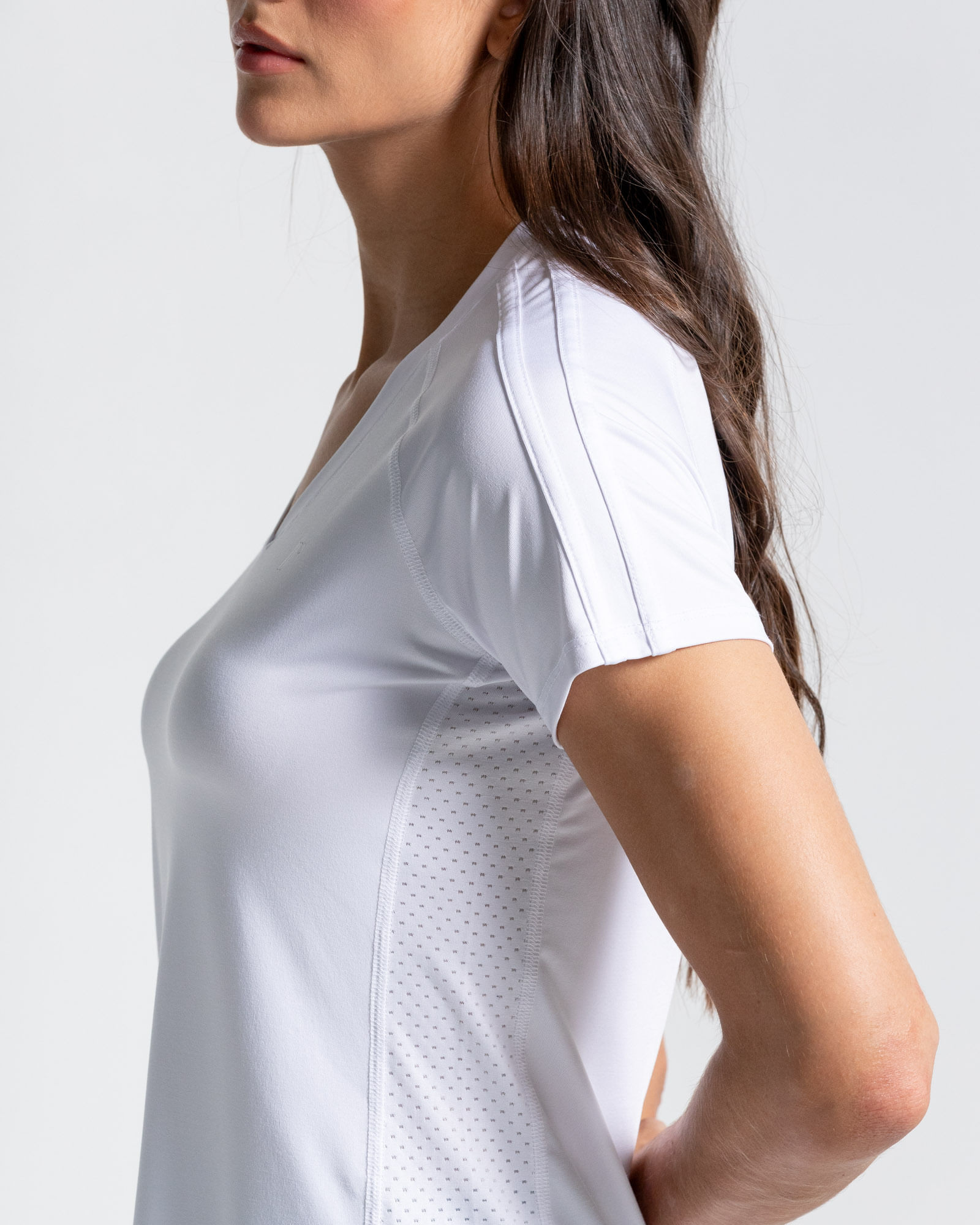 Camiseta Cuello V,  Color Blanco Para Mujer