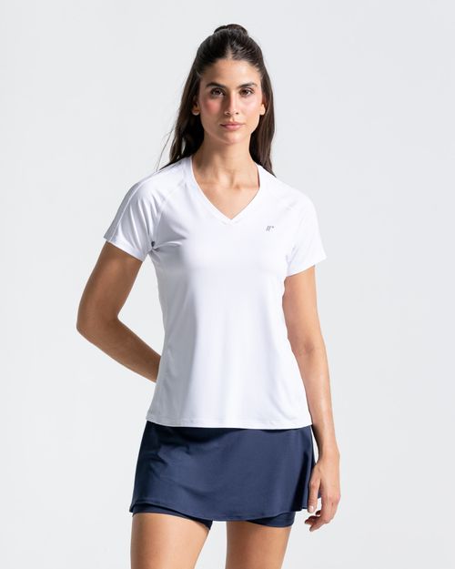 Camiseta Cuello V,  Color Blanco Para Mujer