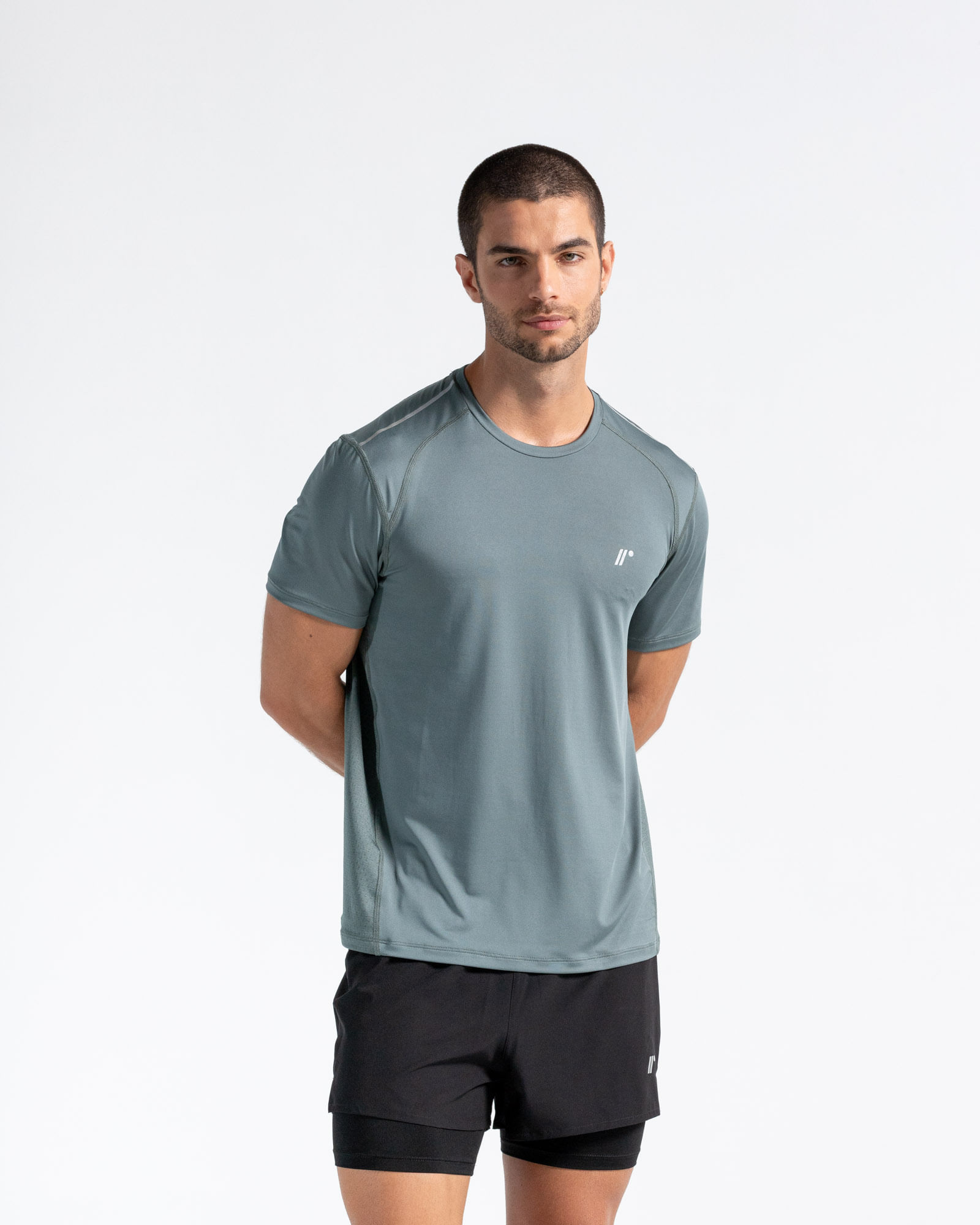 Camiseta Deportiva Manga Corta,  Color Verde  Para Hombre